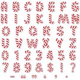 176 Pcs Candy Cane Letters Christmas Bulletin Board Letters 4.3 Inch Cardboard Alphabet Number Symbol Cutouts for Home Classroom Christmas Holiday Birthday Party School Decorations (Red White)