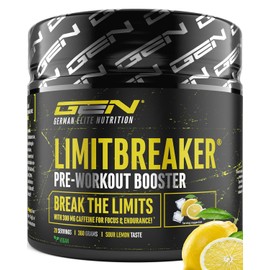 Limitbreaker® Pre Workout Booster with Caffeine 300 mg - Sour Lemon Flavour - with L Citrulline, AAKG, Beta Alanine & L Theanine - High Dose - 360 g Powder 20 Servings - Vegan