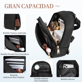 IGOLUMON Bolsas de Mujer Crossbody,Crossbody Mujer PU Impermeable,Riñonera Mujer Antirrobo,Bandolera Mujer,Pequeño, Casual, Riñonera,Bolso de Pecho,Negro