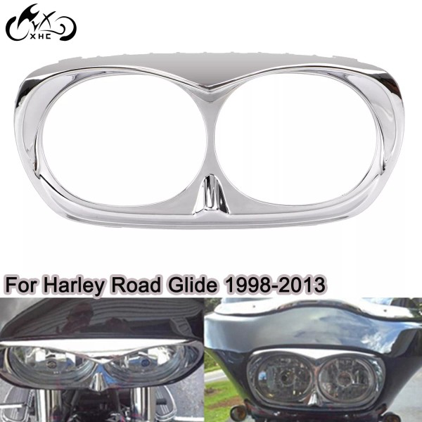 Unbranded Chrome Headlight Trim Bezel Outer Fairing Cowl For Harley
