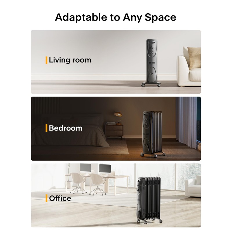 PELONIS Radiator Heater for Large Space, Electric Oil Filled Radiator,