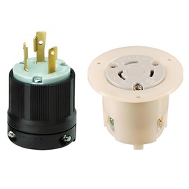 OCS Parts NEMA L6-30 Locking Plug and Flanged Outlet Set | 250V - 30A - 2 Pole 3 Wire | cUL Listed Replacement Electical Power Plugs (Plug + Outlet)