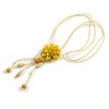 Avalaya Yellow Leather Daisy Pendant with Long Cotton Cord -