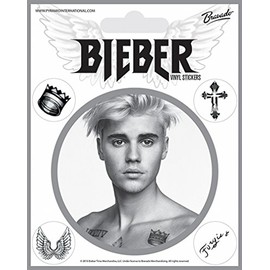 Pyramid International Justin (Bieber Black and White) Vinyl Stickers, Paper, Multi-Colour, 10 x 12.5 x 1.3 cm
