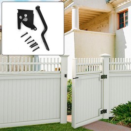 Forreen Gate Bolt Black, 2 Pieces Garden Gate Lock Automatic Garden Gate Lock Carbon Steel Gravity Lever with 12 Screws for Fences, Gardens, Farms