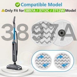 iSingo 6 Pack 3897A Rotating Steam Mop Pads Replacement Compatible with Bissell SpinWave 3897A 3712C 3712W SmartSteam Scrubbing Steam Mop Cleaner, Washable Reusable Refill Pads