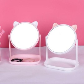 Cat Ear Tabletop Storage Mirror Makeup Desk (WFFRR1T) / 고양이 귀 탁상용 수납 거울 메이크업 데스크 (WFFRR1T)
