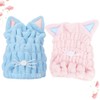 Gorro para Secar el Cabello de Coral Fleece, Orejas de