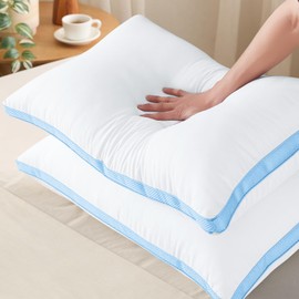 Pillows Queen Size Set of 2, Hotel Quality Bed Pillows for Sleeping, Gusseted Bedding Pillow for Back, Stomach or Side Sleepers, Machine Washable, 18" x 30"