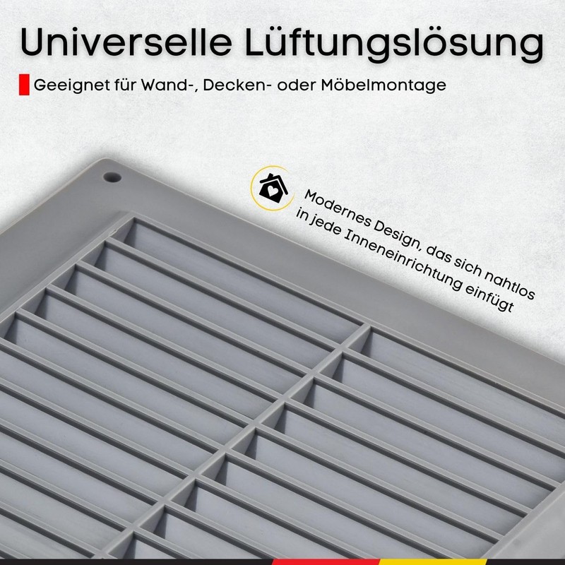 Steinberg14 Grey Ventilation Grille 250 x 170 mm - Plastic