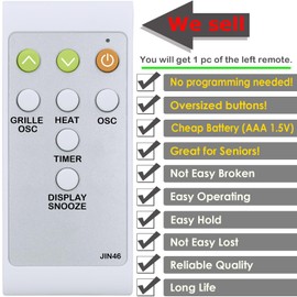 Replacement Remote Control for Lasko Motion X Whole Room Console Heater CC27350 2033647 Costco,with Oversized Buttons