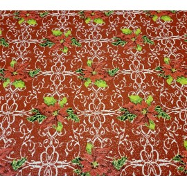 Studio e Christmas Wishes BTY Studio e Poinsettia Floral Silver Glitter Scroll Red