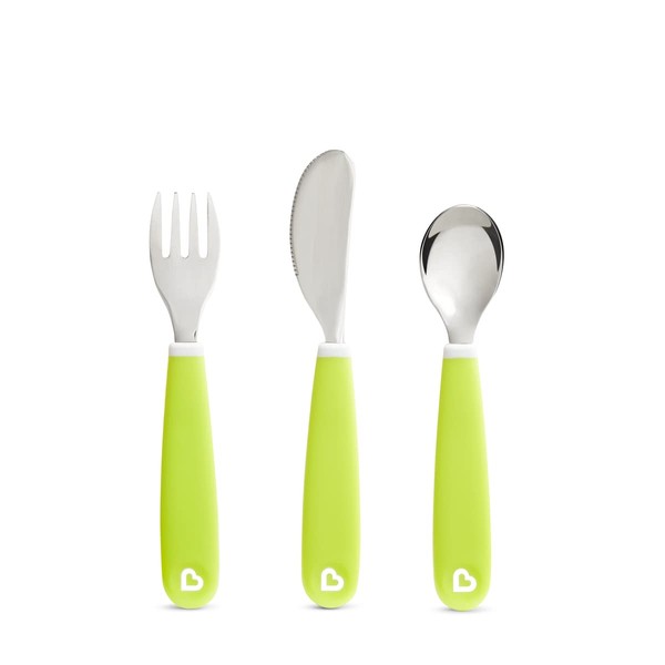 munchkin Splash Cutlery Fork / Spoon Set for Young Children Green