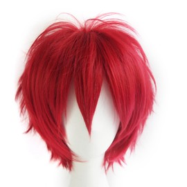 Cosplay 11.8 inches (30 cm) Men's Wig, Short Hair, 20 Colors, Handsome, Fluffy Hair, Wig, Cosplay Wig, Dark Brown (Red)