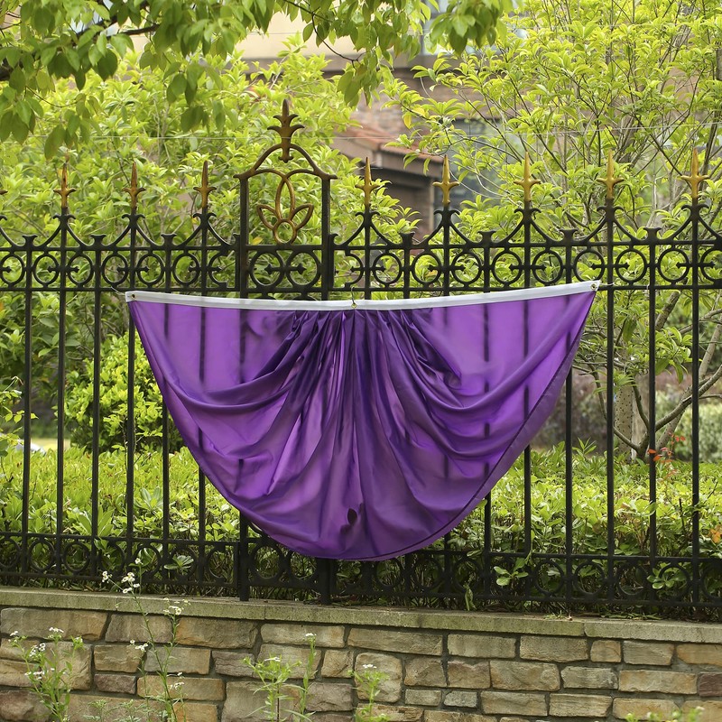 MSFHHA Purple Solid Colour Pleated Fan Flag Bunting, 3 x