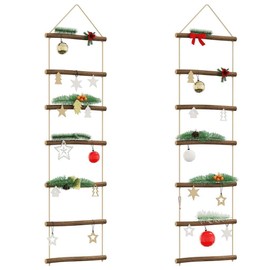 vidaXL Wall Decorations in Ladder Shape, Pack of 2, 30 x 100 cm, Natural Branch