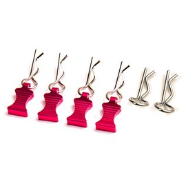 MOHERO Metal RC Body Clips Pins with Pull Tabs for 1/10 Axial SCX10 RC Model Crawler Car Pack of 6 (Rose Red)