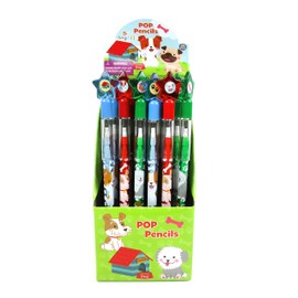 TINYMILLS 24 Pcs Dogs and Puppies Multi Point Stackable Push Pencil Assortment with Eraser for Dog Birthday Party Favor Prize Carnival Goodie Bag Stuffers Classroom Rewards Pinata Fillers