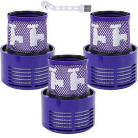 V10 Vacuum Filter Replacement for Dyson V10 Cyclone Series, V10 Animal, V10 Absolute, V10 Total Clean, SV12, Part No. 969082-01 (3 Pack Filters and 1 Cleaning Brush)