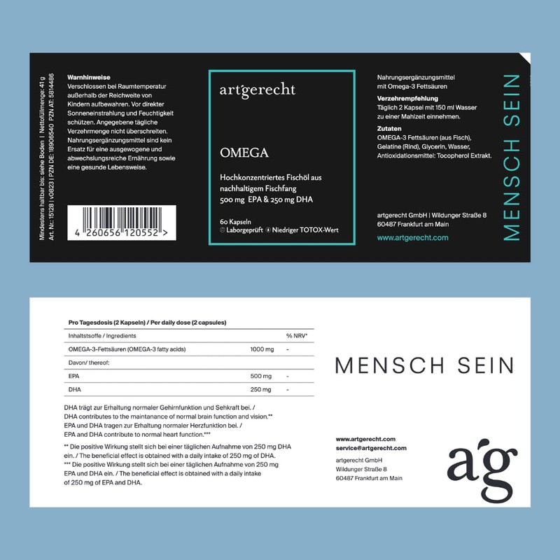 Artgerecht Omega 3 - High Quality Omega-3 Fatty Acids EPA