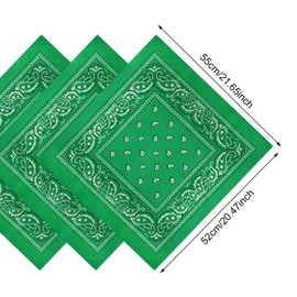 Pistha 36 Pack Bandanas for Women Men Cowboy Bandana Handkerchief Headband Face Mask Bulk for Party Costume (Classic, Green)