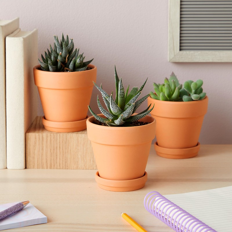 Juvale 4-inch 6 Pack Small Terracotta Pots with Saucer and