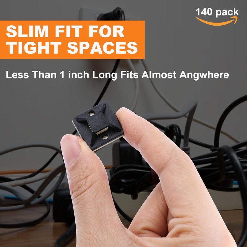 140 Pack 3/4" Zip Tie Adhesive Mounts Self Adhesive Cable