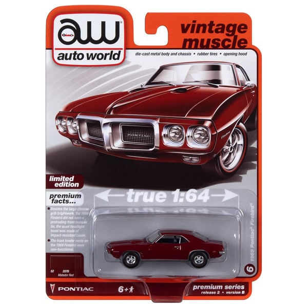 Auto World 64402 1:64 Vintage Muscle 1969 Pontiac Firebird Series B Red