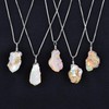 Raw Ethiopian Opal Gemstone Dainty Pendant Necklace, Rough Crystals, October