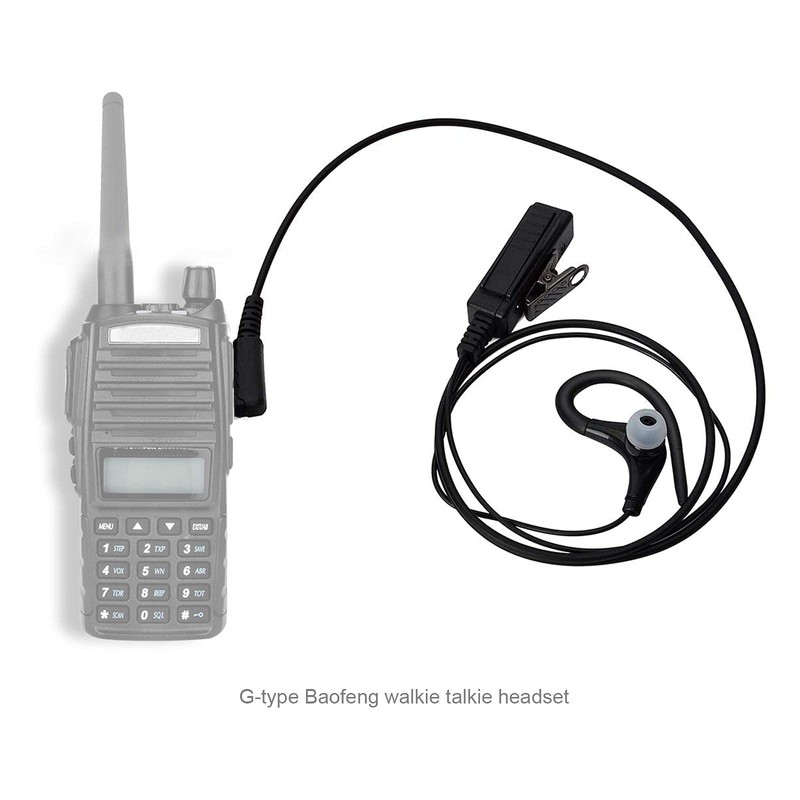 EMSea Walkie Talkie Headset Inline PTT Mic G-Shape Earpiece Compatible