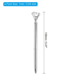 PATIKIL Ballpoint Pen Stylus Ballpoint Pen Crystal Diamond Black Ink, 1.0mm Medium Point, Style 1, Silver, Pack of 6