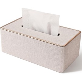 Funda para caja de pañuelos de piel sintética, soporte rectangular para caja de pañuelos Kleenex, servilleta, soporte rectangular para pañuelos para baño, oficina, 24.99 x 13.28 x 9.58 cm, color