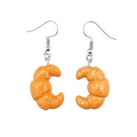 Funny Food Dangle Earrings - Hamburger, Pizza, Lobster Drop Earrings for Women - Novelty Jewelry Gift (Croissant)