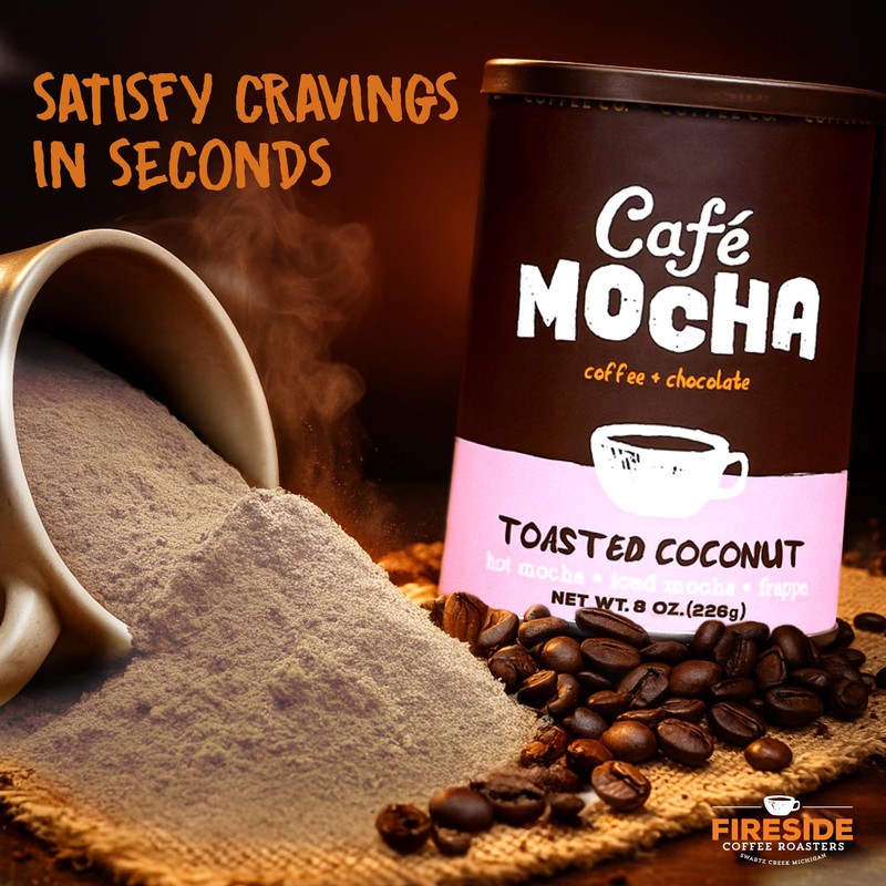 Fireside Coffee Toasted Coconut Cafe Mocha - Instant Coffee Chocolate