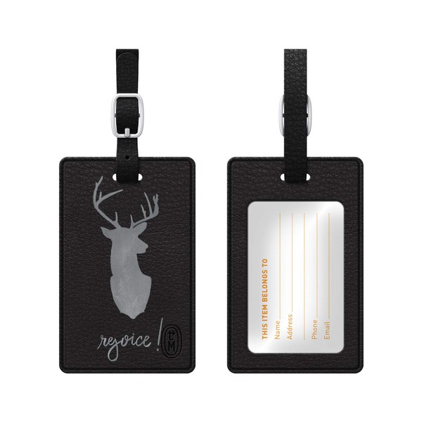 Centon OTM Essentials Black Leather Bag Tag, Stag