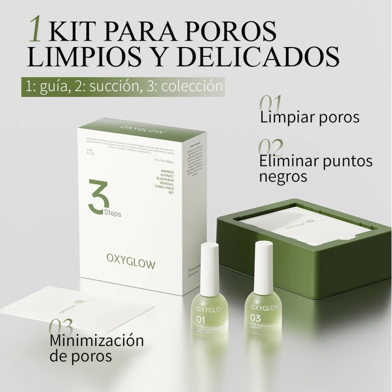 Kit Oxyglow 3 Pasos Elimina Puntos Negrostecnología Bambú + Nopalextracción