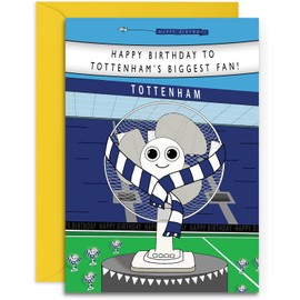 Football Fan Birthday Card - Tottenham Fan - A5 Sized Card (148mm x 210mm) with Yellow Envelope. Designed and Printed in the UK