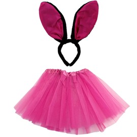 Topkids Accessories Tutu and Animal Headband Costumes for Kids, Girls Dressing Up Costumes, Fancy Dress, Toddler Dress Up, Unicorn Costume, Bunny Outfit, Frog Costume (Fuchsia Rabbit)