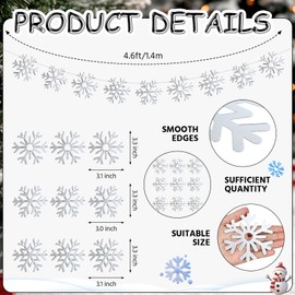 Therwen 9 Pcs Christmas Snowflake Banner Assorted Snowflake Garland Christmas Hanging Winter Banner Backdrop for Door Wall Window Home Hanging Decoration Xmas Party Favor Supplies