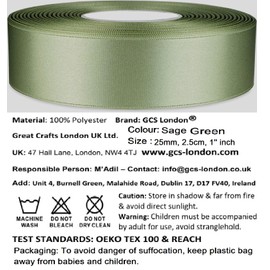 Sage Green Satin Ribbon 1" Inch 25mm Wide 25Yard Birthday Party/Craft/Wedding Favors Bow Scrapbooking Decor Dress Cloth