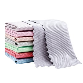 Pack of 10 Microfibre Cloths Nano Streak-Free Window Cleaning Cloths 30 x 40 cm Professional Cleaning Fish Scale Cloth Microfibre Cloths for Cars, Kitchens, Windows, Bathrooms, Glass, Mirrors etc.