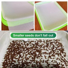 4pcs Seed Sprouting Mesh, Silicone Seed Sprouting Mat, Hydroponic Growing Mats, Germinating Pads for Microgreens Growing Kit,11.4" x 11.8" ,Trays NOT Included