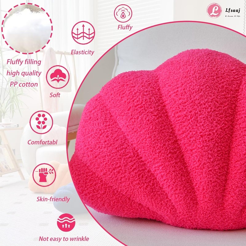 Lfsaaj Hot Pink Seashell Throw Pillows, Shell Shaped Throw Pillows,