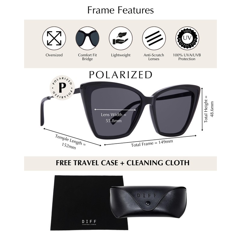 DIFF Becky II Designer Oversized Cat Eye Sunglasses for Women
