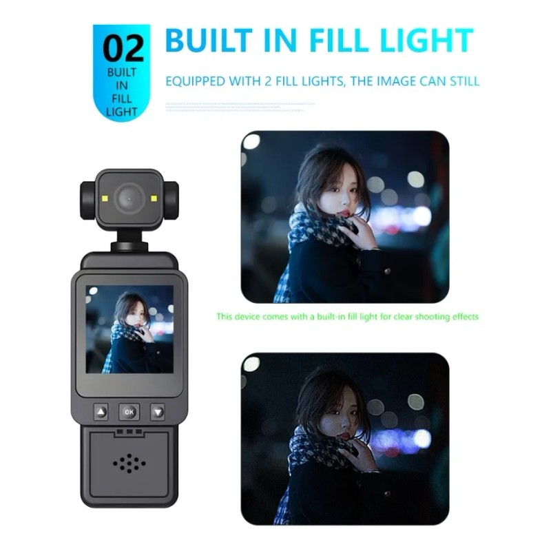 Wearable 1080p Sports Action Camera With Stabilizer Negro