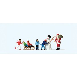 Preiser 10626 H0 Weihnachtsmann mit Kindern und Schneemann