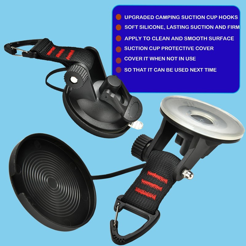4PCS Heavy Duty Suction Cups Anchor with Hooks, Outdoor Strong