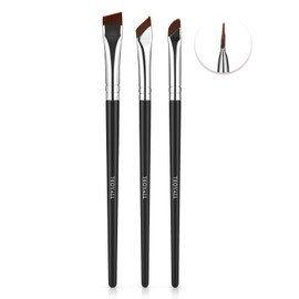 TEOYALL Angled Eyeliner Brushes Set, 3 PCS Ultra Thin Slanted Eyebrow Brush Precision Defined Brushes (3 Angled Brushes)