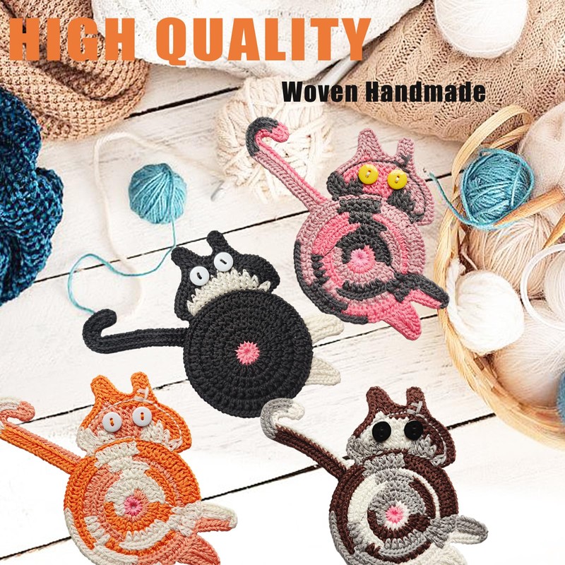 4PCS Cute Cat Cup Coasters, Gifts for Cats Lovers, Cat