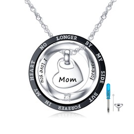 Flpruy Cremation Urn Necklace for Ashes 925 Sterling Silver Mom Cremation Jewelry for Ashes Keepsake Heart Memorial Jewelry Ashes Necklace for Mom Mother